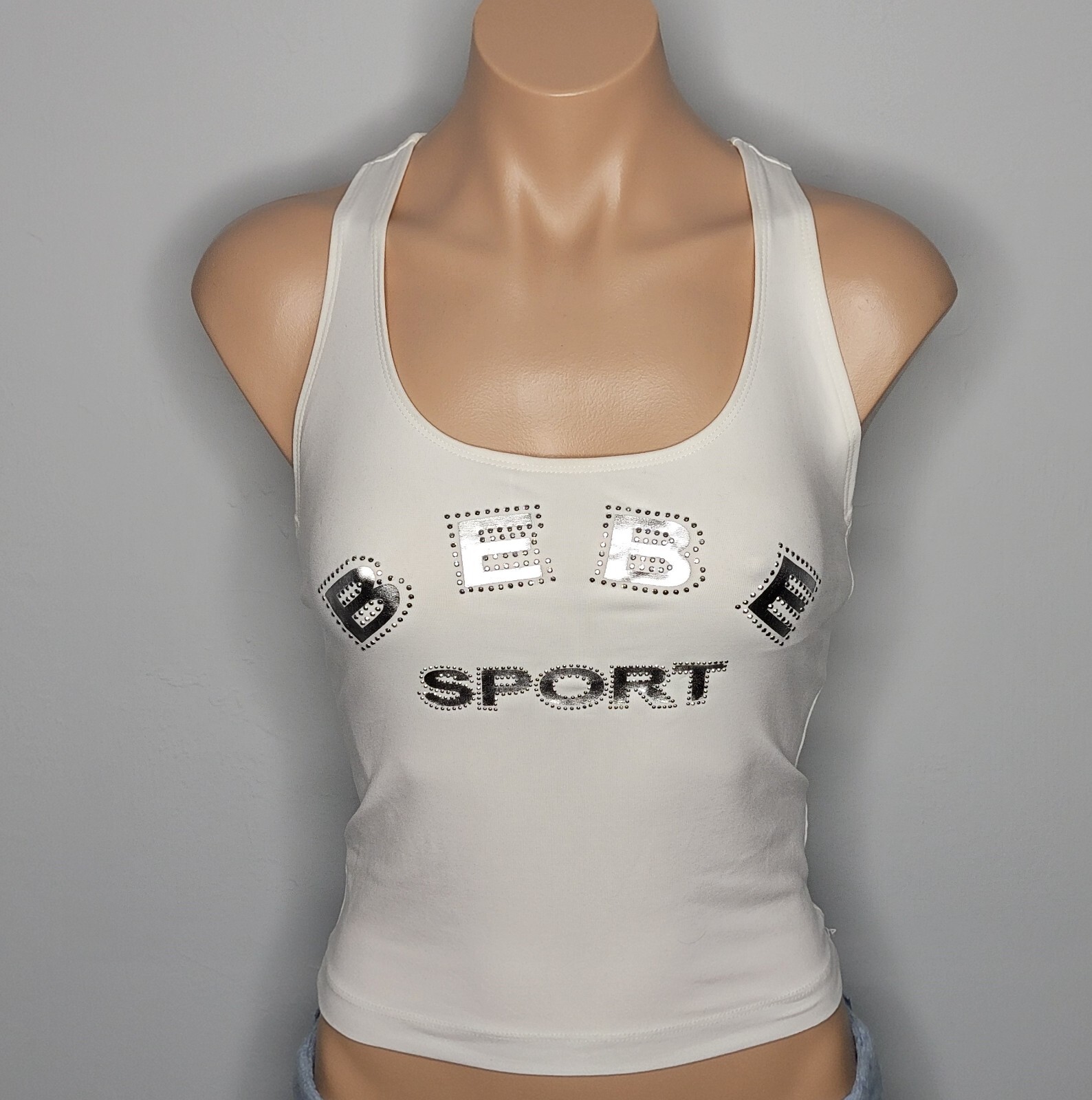 トップス Bebe ribbon tops Bebe Logo Double Strap Single Stone Rib Top | bebe