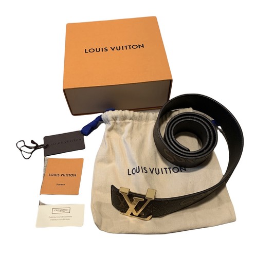 LOUIS VUITTON ブラウン ベルト Louis Vuitton LV x Supreme 90/35 Brown Monogram Belt Gold