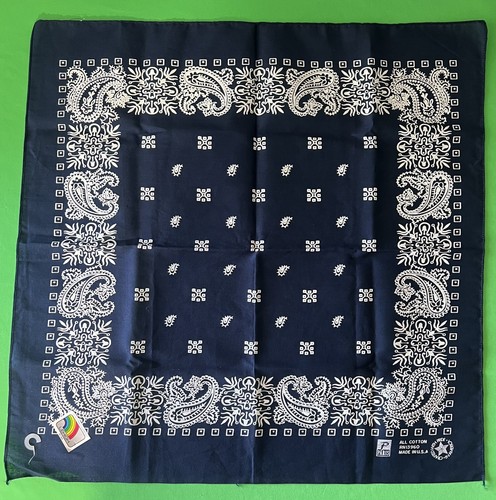VTG Paris Accessories Indigo Blue Paisley Bandana Cotton RN