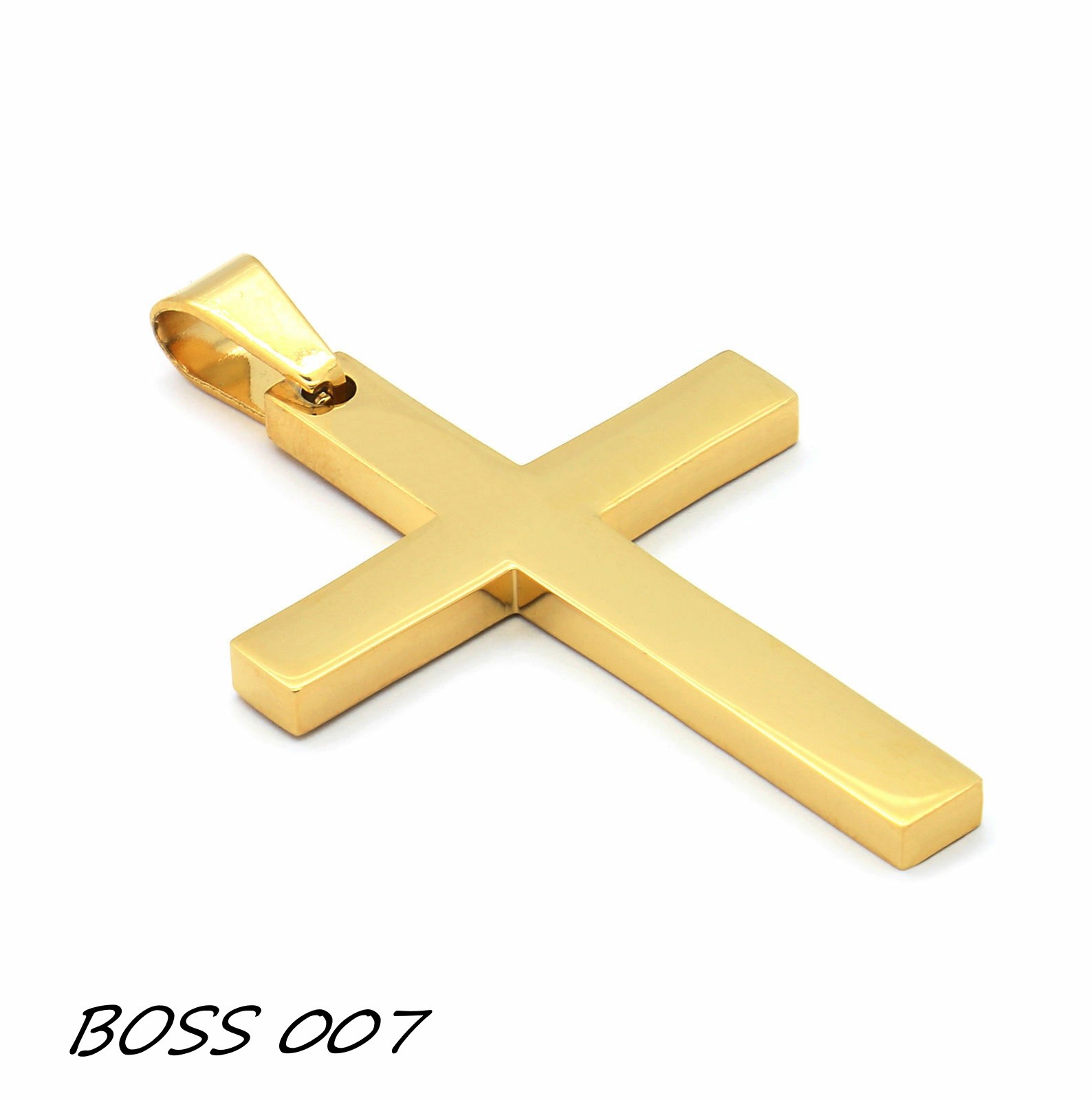 BREND Stainless Steel Gold Plated Cross Plain Pendant 24