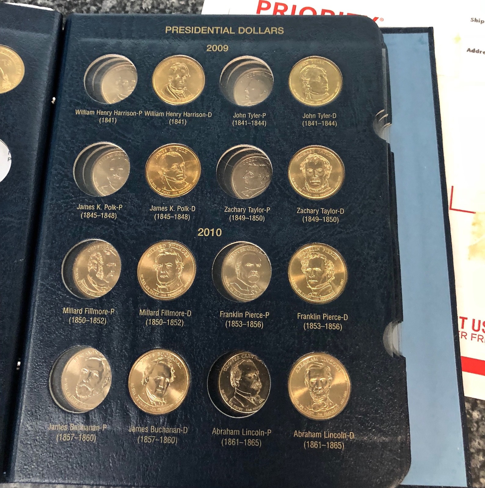 Presidential Dollars Set Partial  P&D (59) Uncirculated coins Whitman Folder