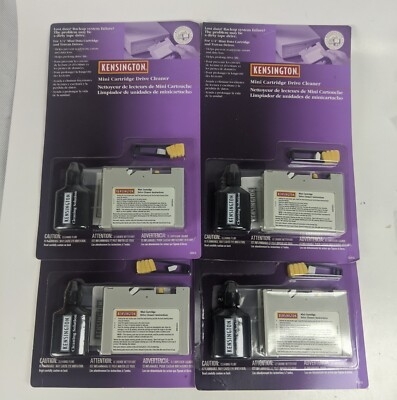 Kensington Mini Cartridge Drive Cleaner w/ Solution Kit Unused (4x)
