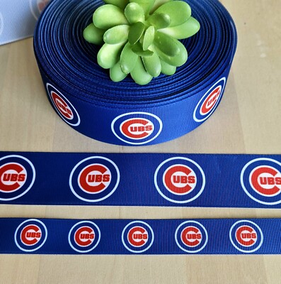 7/8 & 1.5'' (1YD) Chicago Cubs Grosgrain Ribbon Baseball Cheer Bow Lanyard