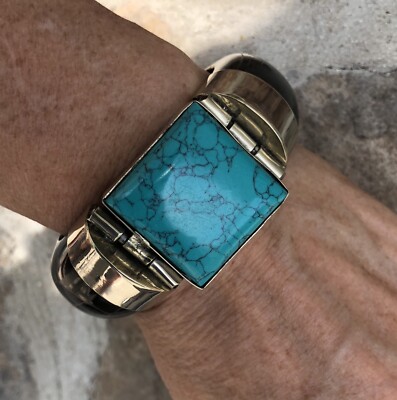 New Tara Mesa Turquoise & Black Bone Bangle Bracelet