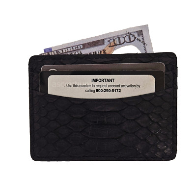 Navy Matte Genuine Python Skin 5 Pocket Card Case MADE IN USA E