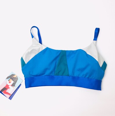 JOY LAB Sports Bra Women's Size XS Color Block Blue/Silver Padded NWT NEW