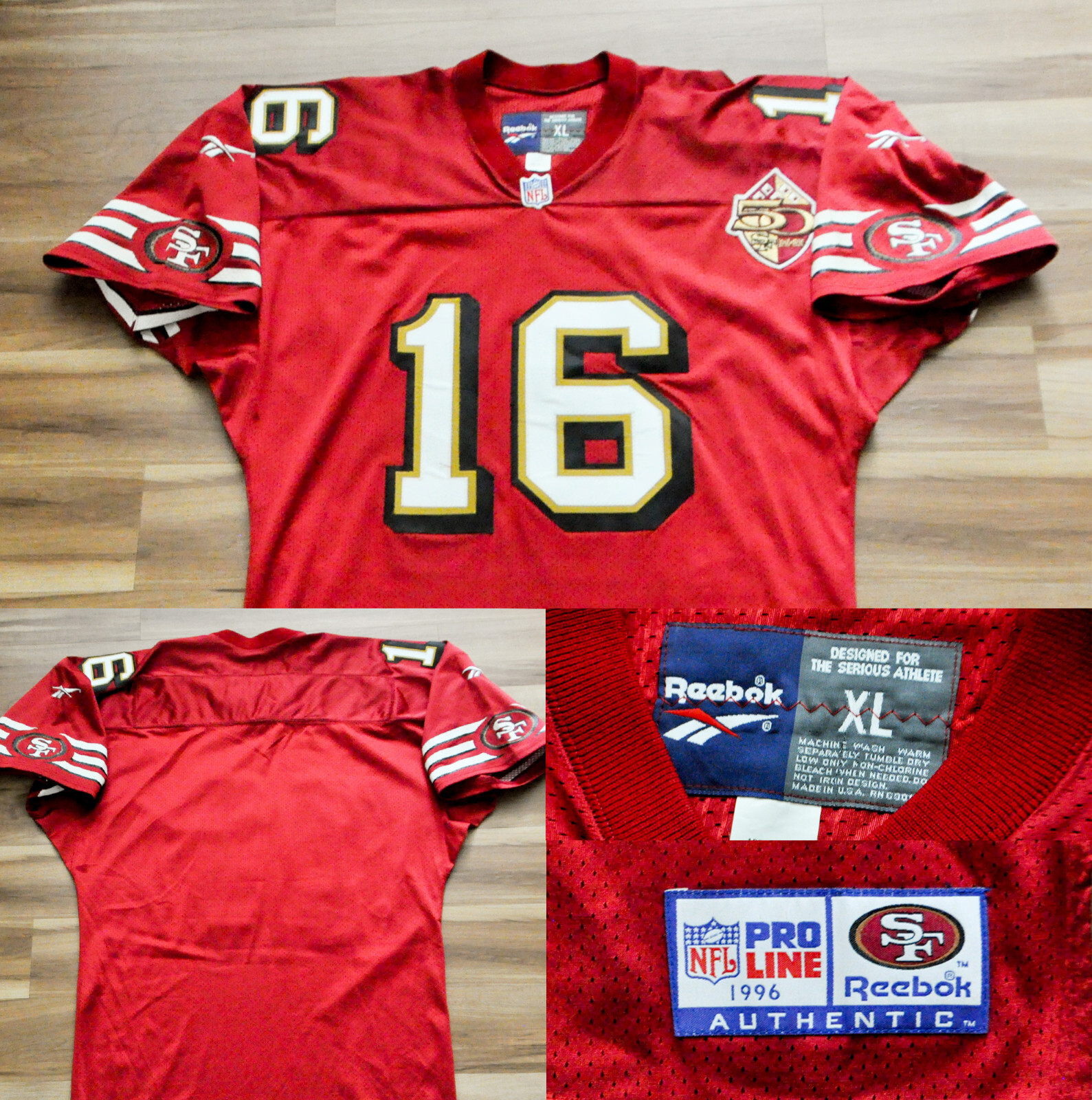 Reebok - 未使用 Reebok NFL 49ers JOE MONTANA ユニフォーム VTG Reebok Authentic San Francisco SF 49ers Joe Montana #16