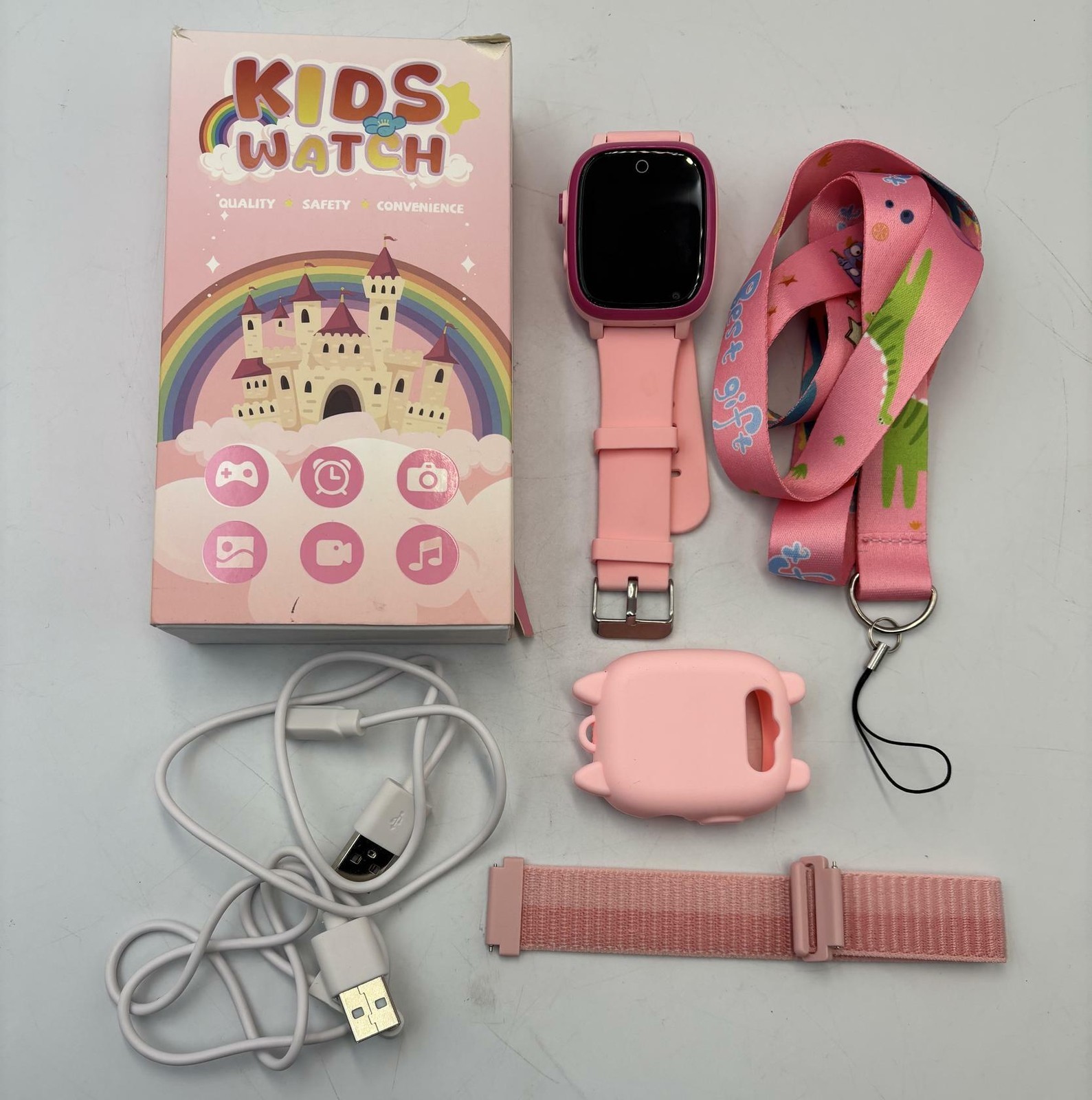 OKYUK 4G Smartwatch, Kids Watch (sims included) (Pink)
