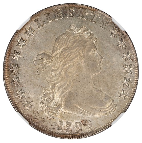 1799 $1 Draped Bust Dollar BB-167, B-14, R.2 7X6 Obverse stars - NGC MS61