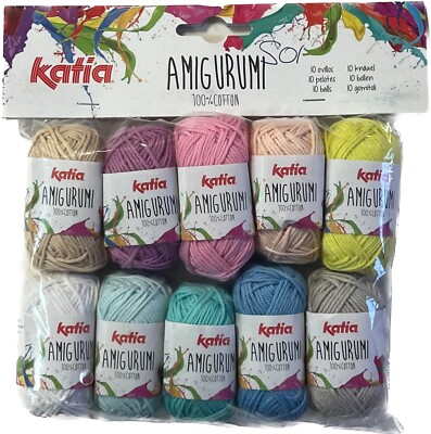 Katia AMIGURUMI 100% Cotton knitting crochet yarn 10-color kits: 4 varieties