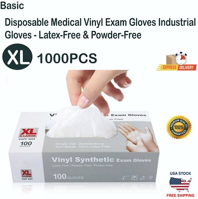 1000PCS  Basic Vinyl Gloves, Powder Free, Size-XL**Buy One, Get One at 50% Off!