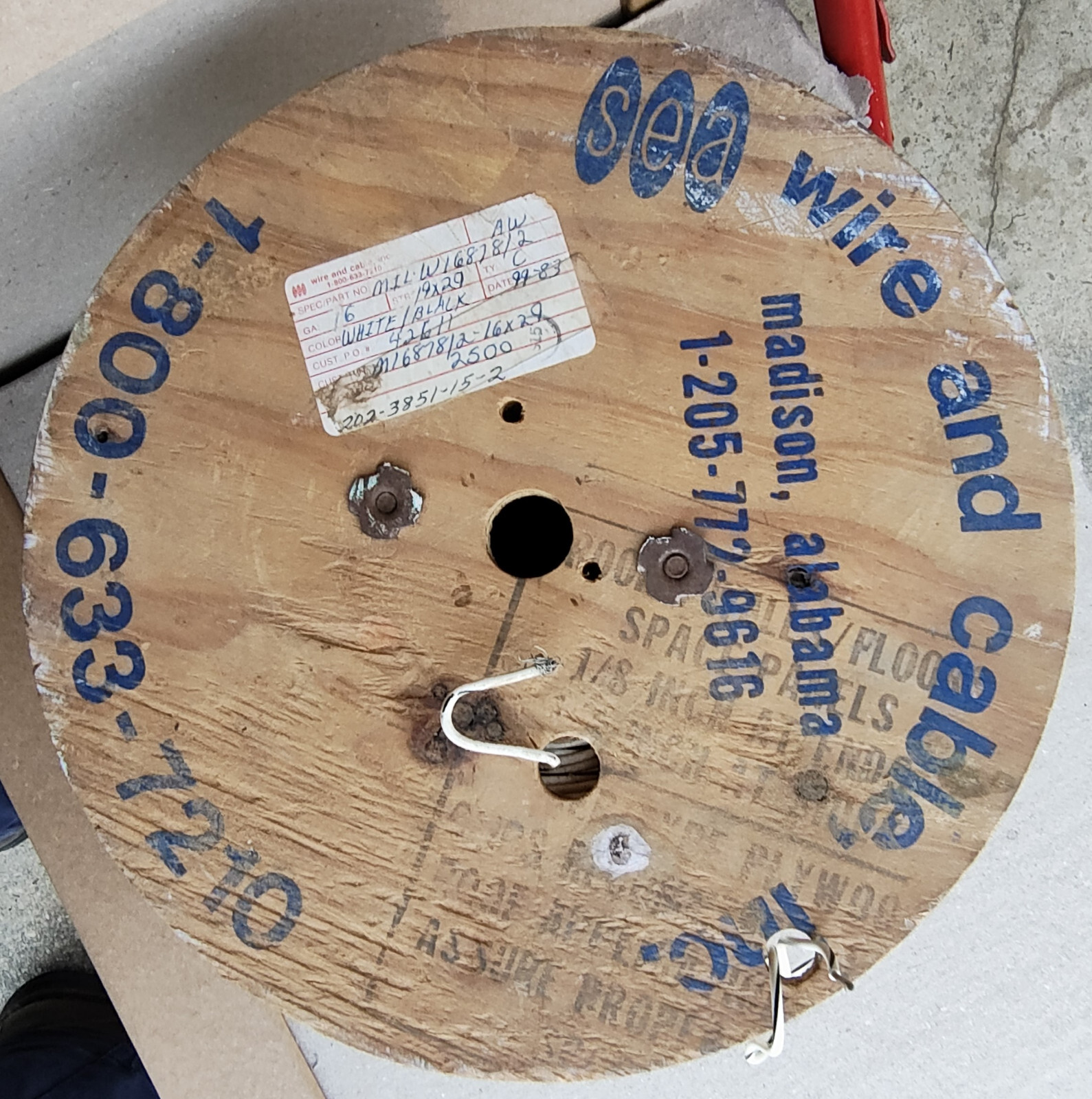 Wire,Wht/Blk,Mil Spec,16 AWG,Copper,Stranded(19x29),Tin Plated,PVC,M16878/2, 20'