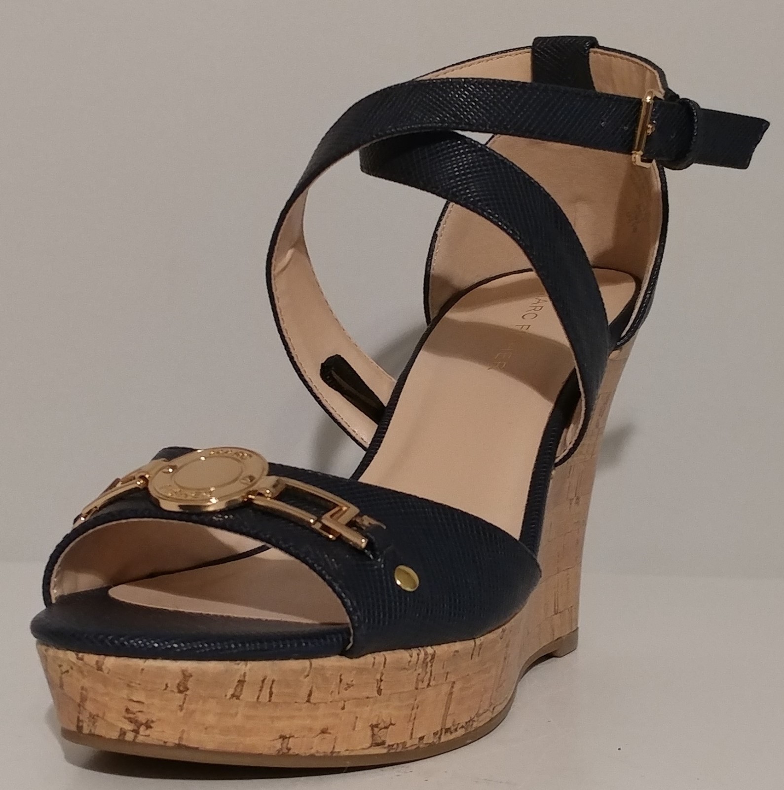 NEW!! Womens Marc Fisher Blue Wedge Sandals 4