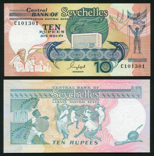 Seychelles 10 rupees 1989 Boy Scouts & Flying Fish P32 UNC