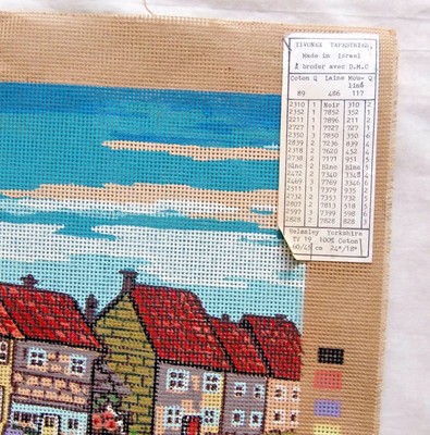 * Tivonex Israel Needlepoint Embroidery Canvas ENGLISH VILLAGE 14.5