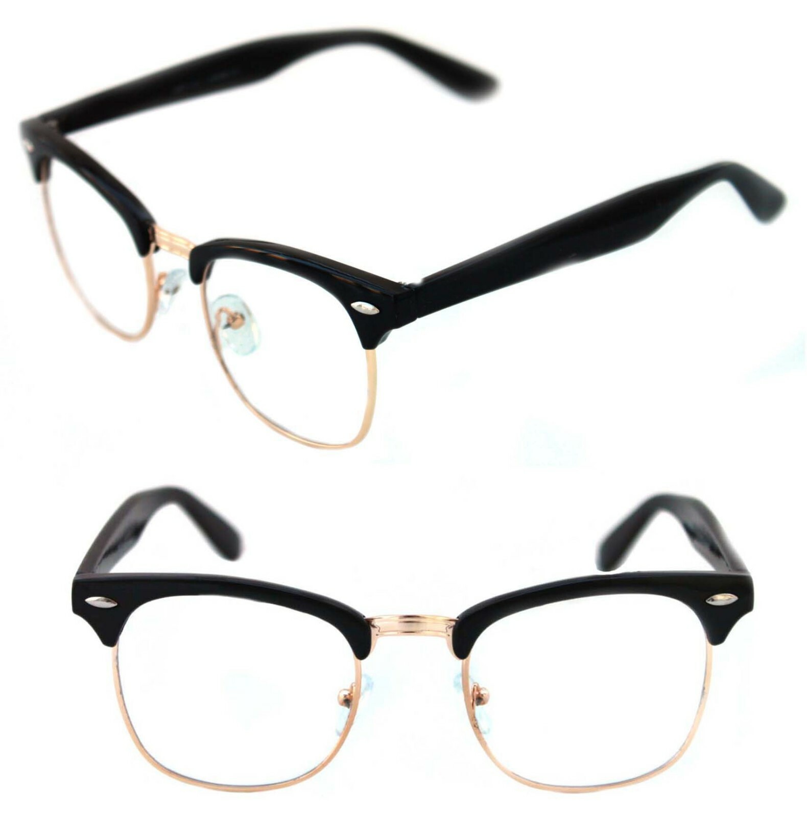 [本日限定40%OFF‼️]リムアーク / Front design OP Men's Women's Half Shell Square Soho Horn Rimmed Clear Lens