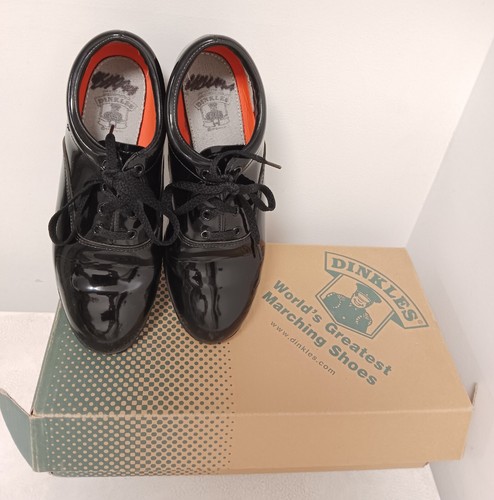 Dinkles Black Leather Shiny Lace Up Marching Band Shoes Sz Mens 5.5 / Womens 7.5