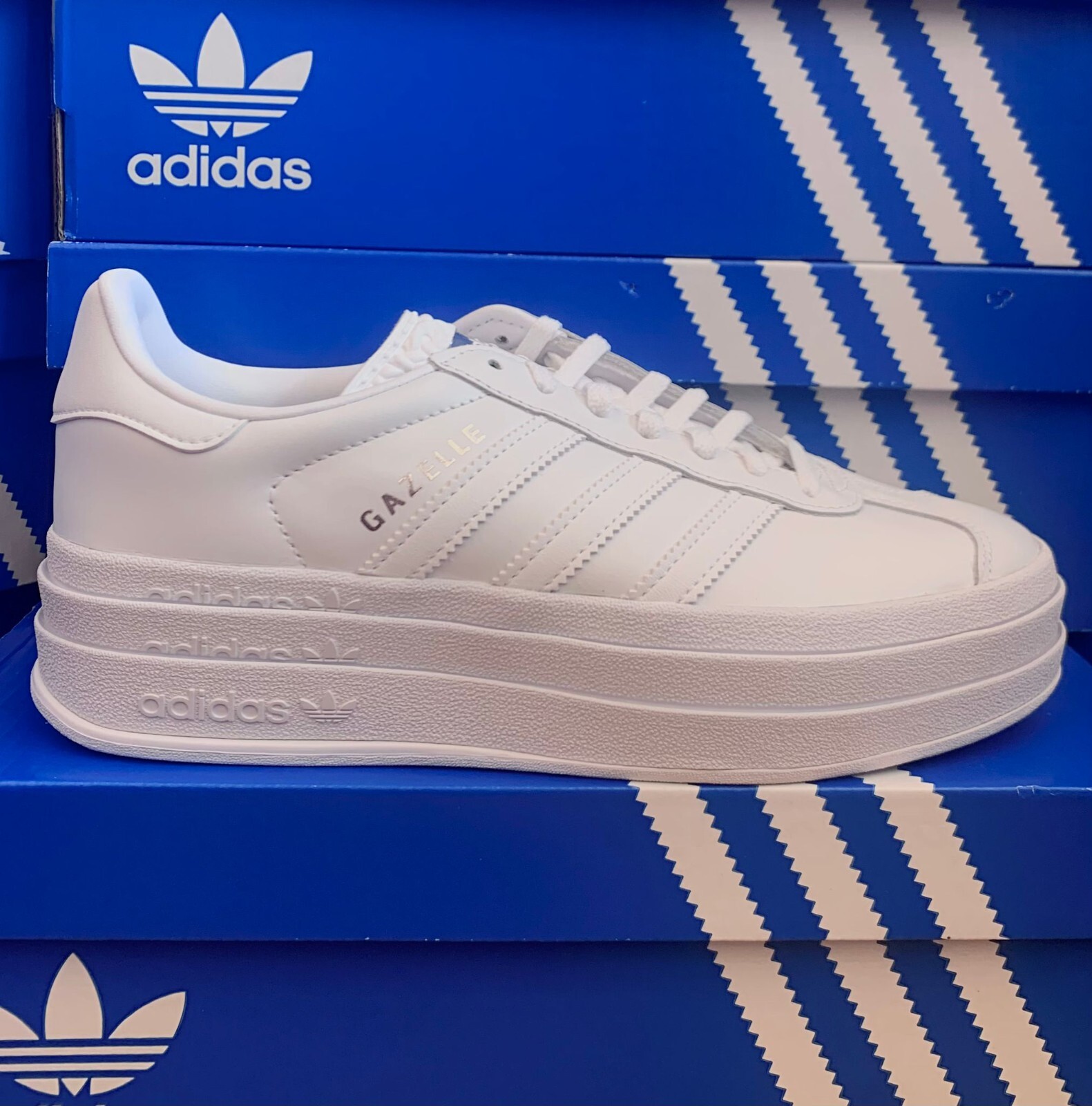 ◆adidas◆ Gazelle Bold White IE5130 Adidas Women Gazelle Bold White Leather IE5130 NEW IN BOX | eBay