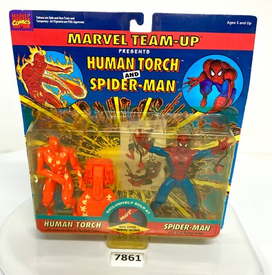 Marvel Team Up Human Torch Spider-Man K-Mart Exclusive 1995 Toybiz Vintage