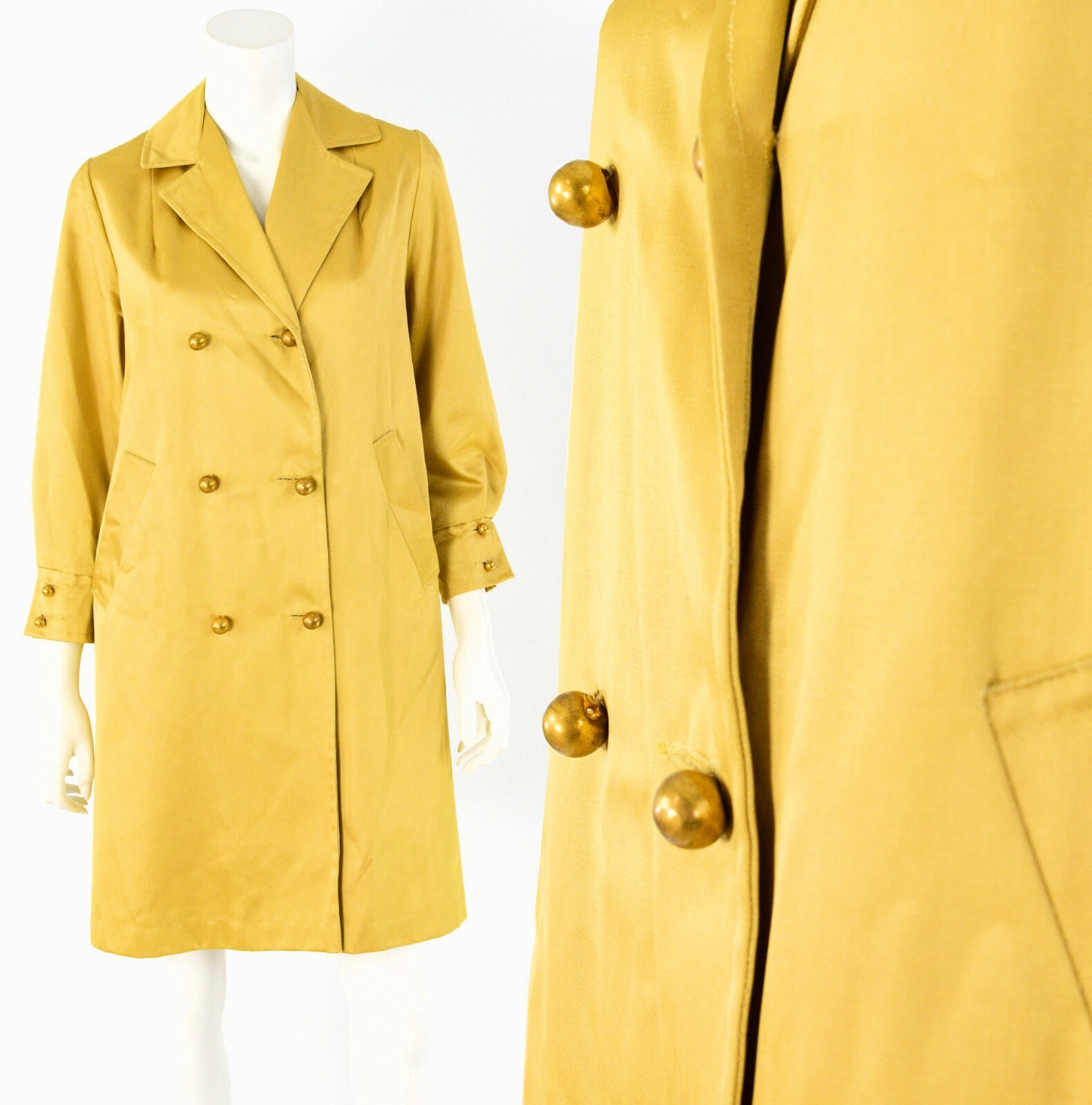 ジャケット THE ANDAMANE Double-breasted overcoat in ochre yellow THE ANDAMANE Double-breasted overcoat in ochre yellow