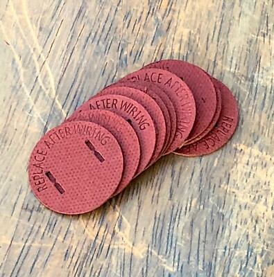 Round Insulator Disc - Paperboard plug cover, red, bakelite vintage replacement