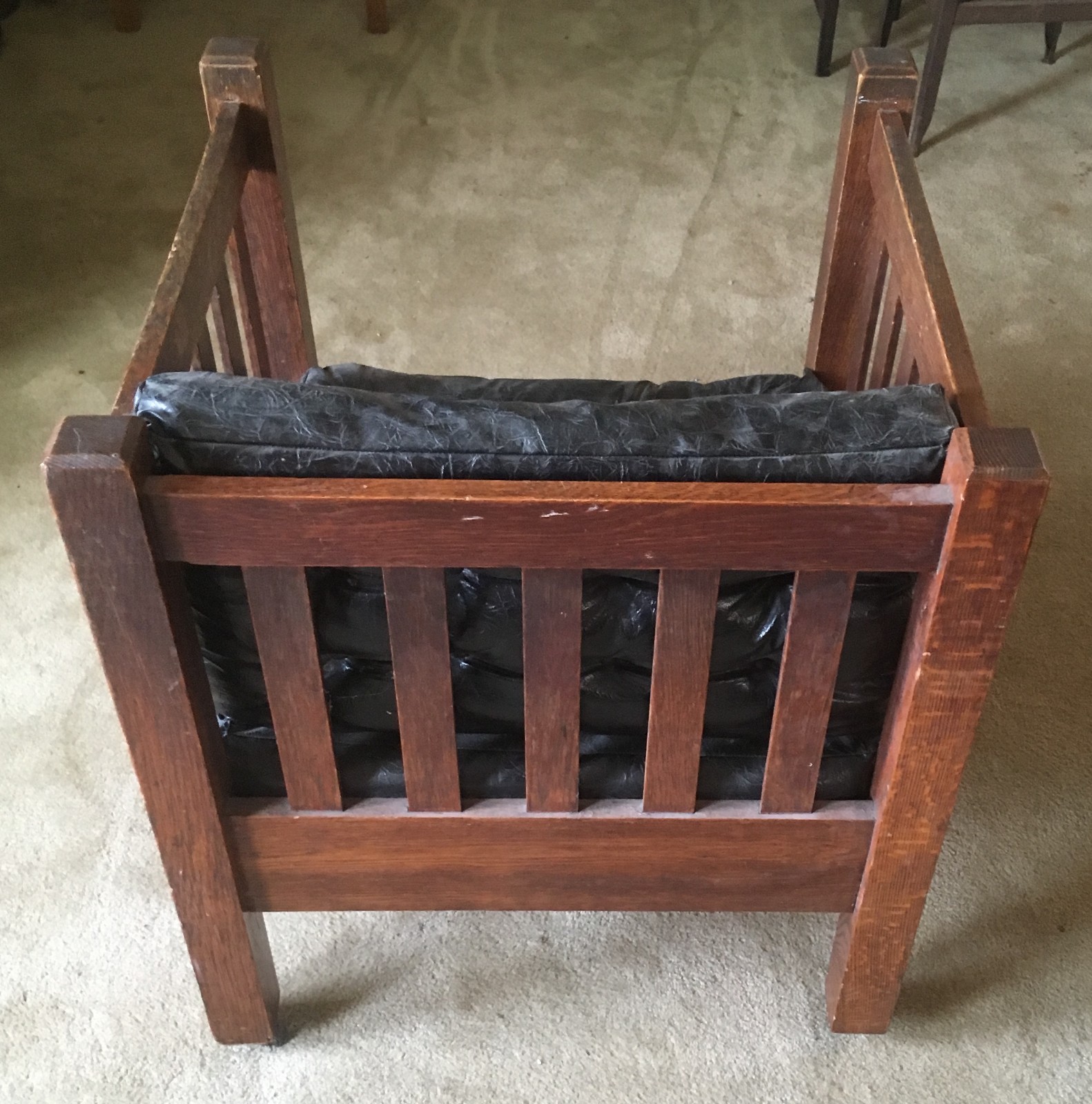 Antique Mission Oak Arts & Crafts Cube Chair (Stickley Design)