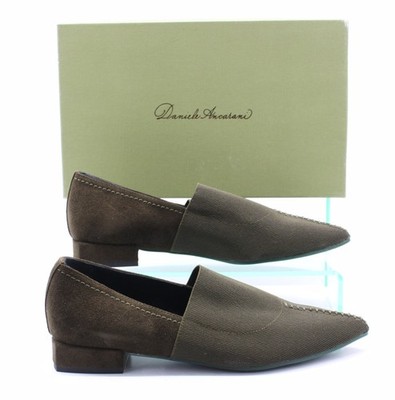 DANIELE ANCARANI WOMENS POINTED LOAFERS MILITARY GREEN UK 5 EU 38 RRP £150 AD