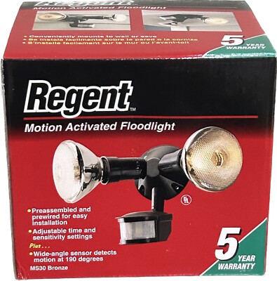 REGENT MS30 BRONZE MOTION ACTIVATED TWIN FLOODLIGHT 190 DEGREE