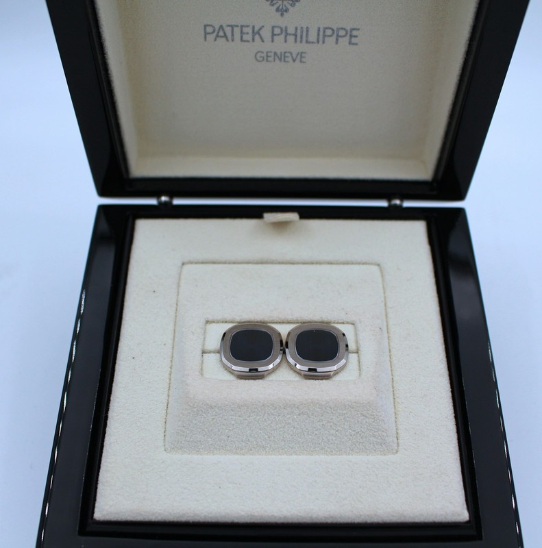 Patek Philippe Nautilus White Gold Blue Cufflinks 205.9057G-013 Selling As-Is