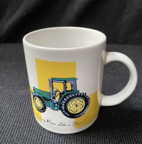 John Deere Logo Tractor Yellow & White Checkered Coffee Cup or...