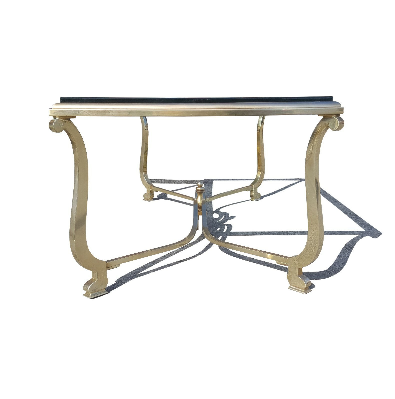 A French neoclassical Hollywood regency brass coffee table