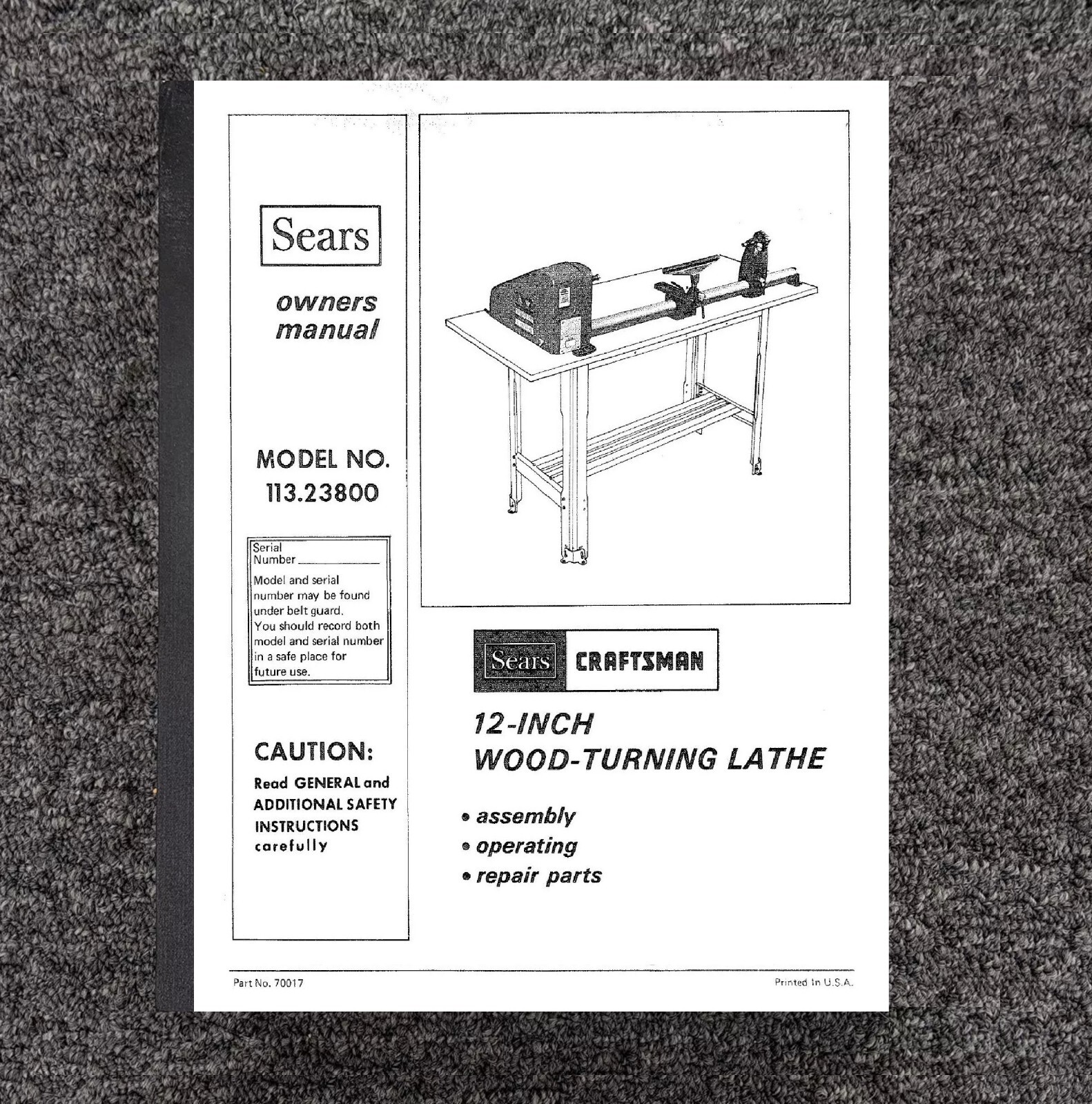 hrm様 Instruction Maint Owners Manual Fits Craftsman 12