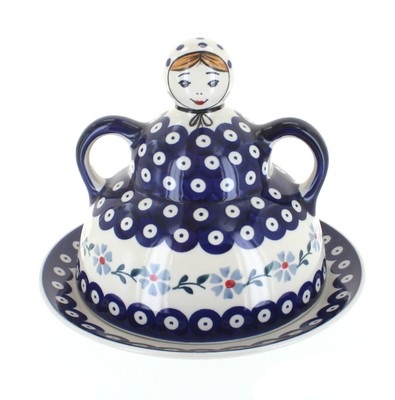 Blue Rose Polish Pottery Blue Violet Cheese Lady