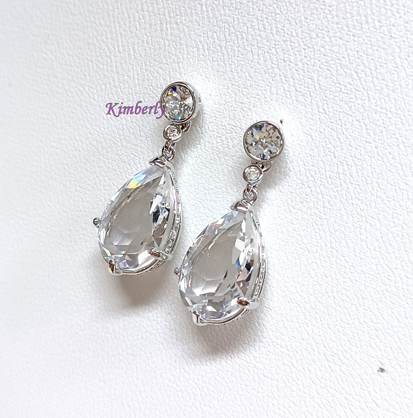 Swarovski Vintage Set Drop Shape Necklace/Earrings CLEAR