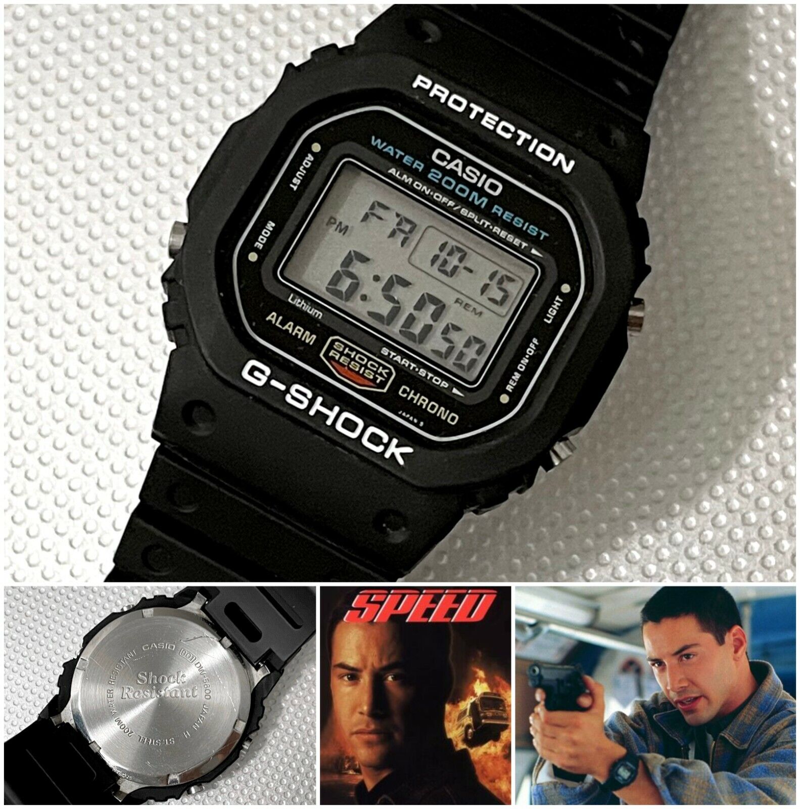 RARE 1990 Casio G-SHOCK DW-5600C-1V 901 as Worn by Keanu RARE 1990 Casio G-SHOCK DW-5600C-1V 901 as Worn by Keanu