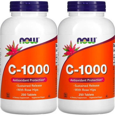 Now Foods, (2 упаковки) C-1000, 250 таблеток