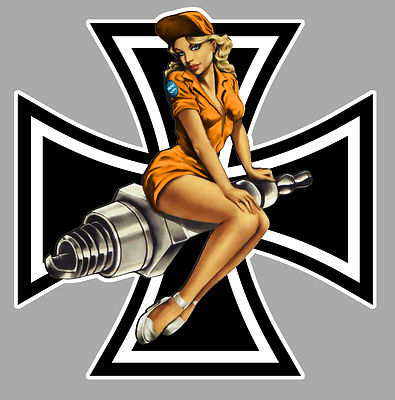 CROIX DE FER MALTE PINUP BIKER BOBBER VW DUB AUTOCOLLANT STICKER PC002