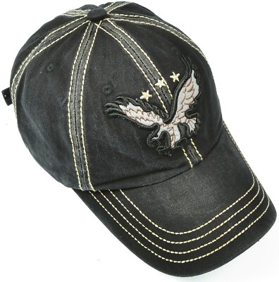 American Eagle Embroidered Cap Washed Cotton Baseball Hat Adjustable Olive