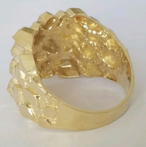 Pre-owned Handmade Big Men's 10k Yellow Gold Nugget Ring Size 9 10 11 12 In White