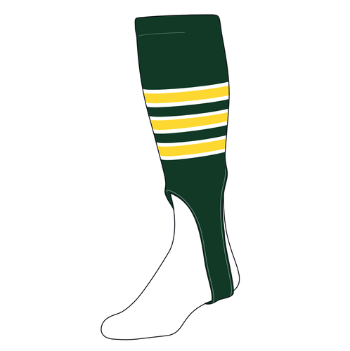 TCK Baseball Stirrups Medium (200D, 7in) Dk Green, White, Bright Yellow