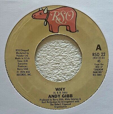 ANDY GIBB ~ WHY / ONE MORE LOOK AT THE NIGHT ~ 1978 US VINYL 7" SINGLE ~ RSO 22