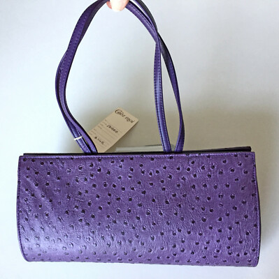Vintage Baikal Women's Purple Leather Textured Embossed Faux Ostrich Purse - NWT