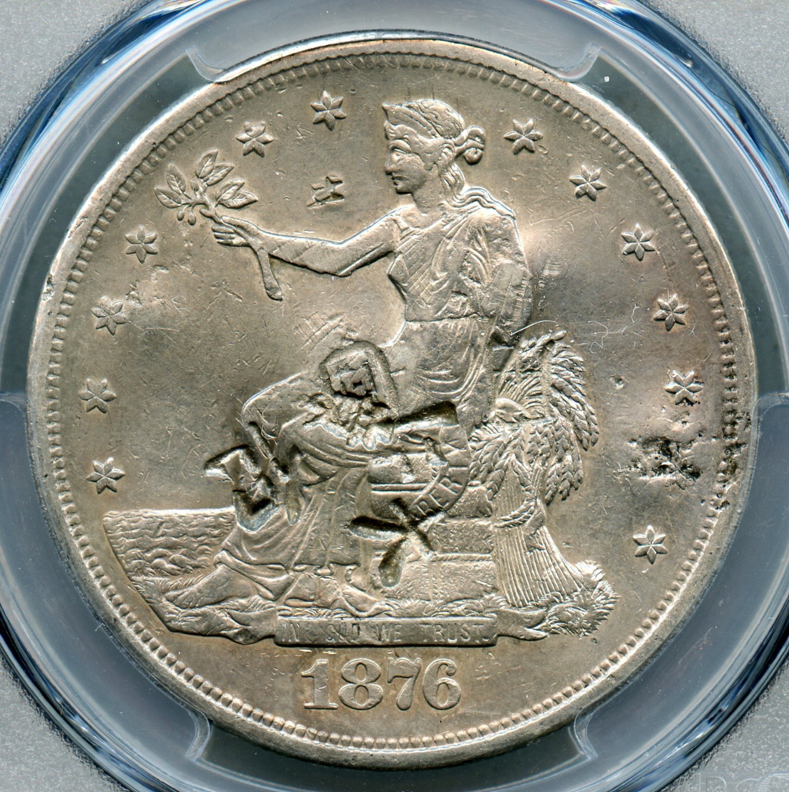 1876 S Trade Silver Dollar PCGS XF 45 Chop Mark