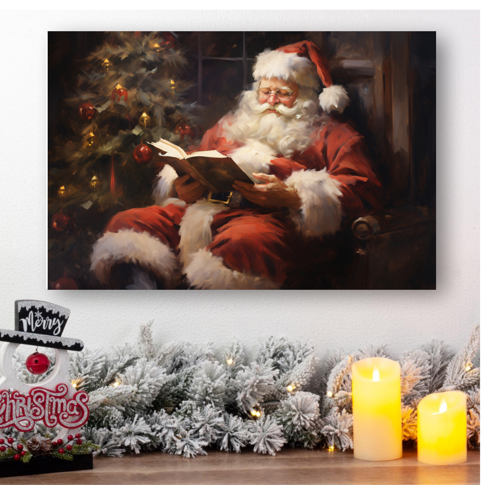 SANTA CLAUS CHRISTMAS STRETCHED CANVAS PRINT WALL ART READY TO HANG CA1