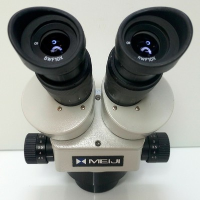 MEIJI TECHNO EMZ-5 Stereo Zoom Microscope SWF10X W/Eye Shields JAPAN #420