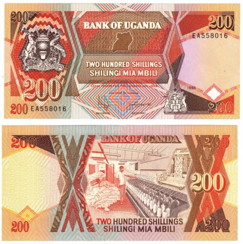 1996 Uganda 200 Shillings Banknote p32d B136d UNC Prefix EA