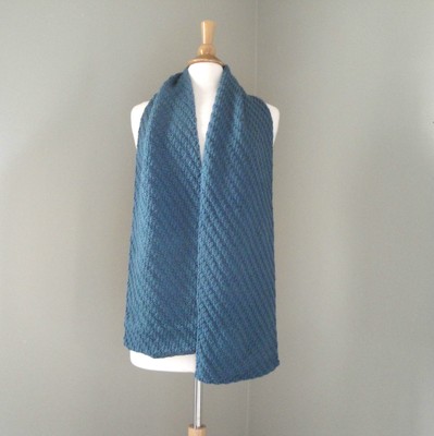 Steel Blue Scarf Men Women Teens Hand Knit Large Long Scarf Muffler Soft Cuddly