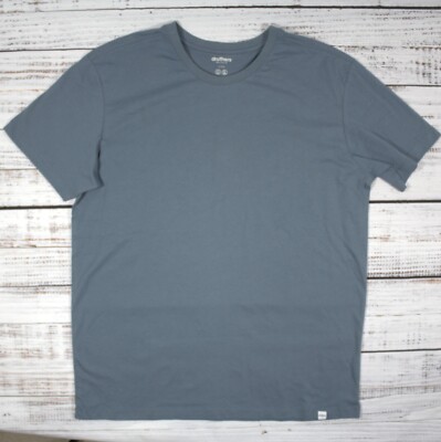 DRUTHERS XL MEN S S/S DUSTY BLUE CREW COLLAR ORGANIC COTTON TEE SHIRT SLIGHTLY U