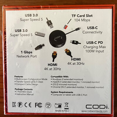 QTY 4. CODI 7 PORT MINI DOCKING STATION BRAND NEW