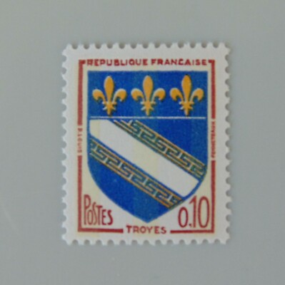 Année 1962 france YT 1353a neuf luxe ** blason armoiries de Troyes 3 bandes pho